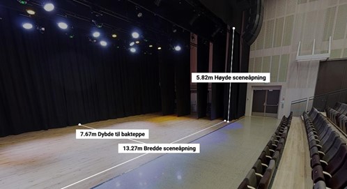 Illustrasjonsbilde som viser en scene og mål for høyde, bredde og dybde