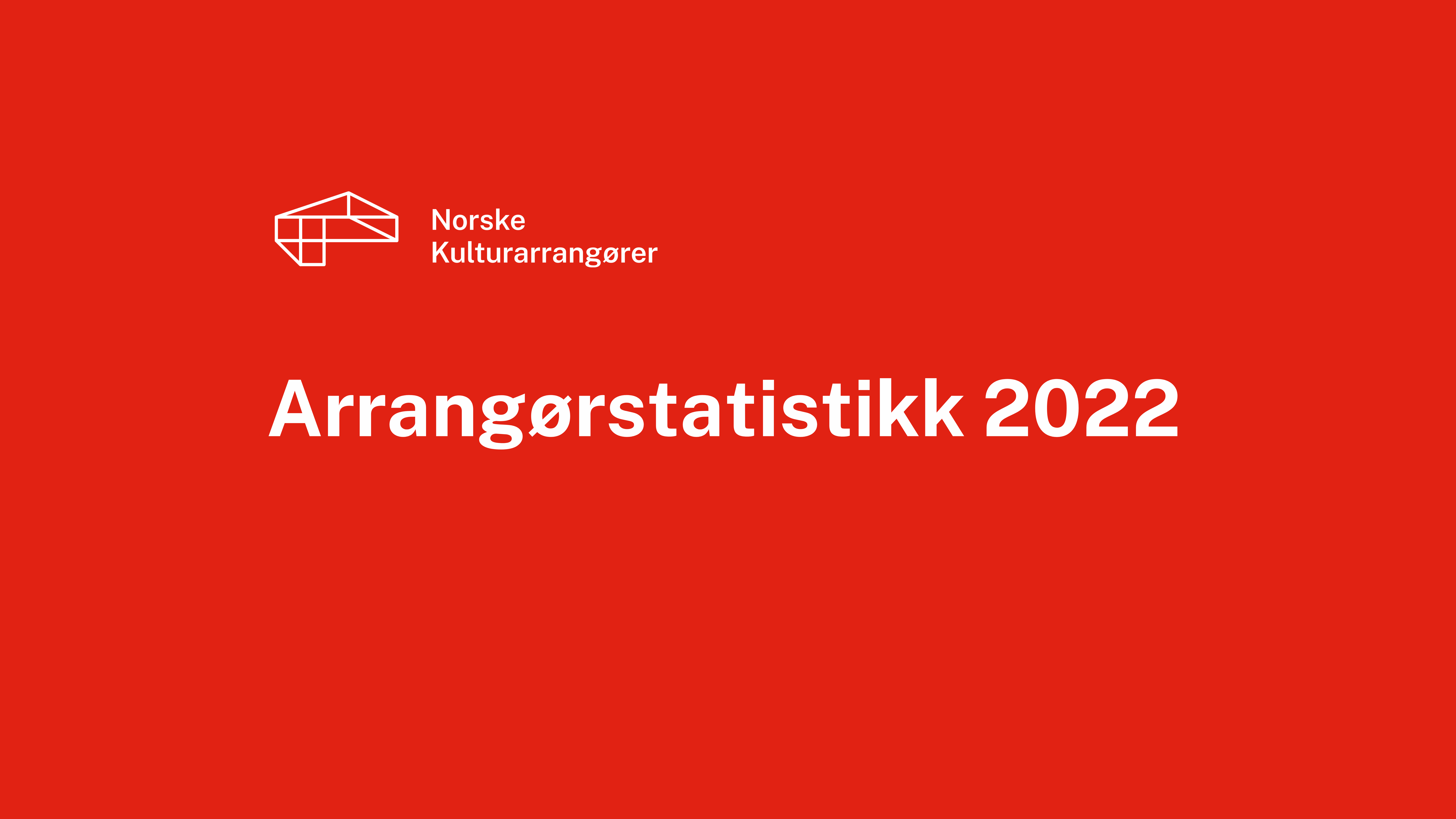 Hvit font på rød bakgrunn hvor det står "Arrangørstatistikk 2022"