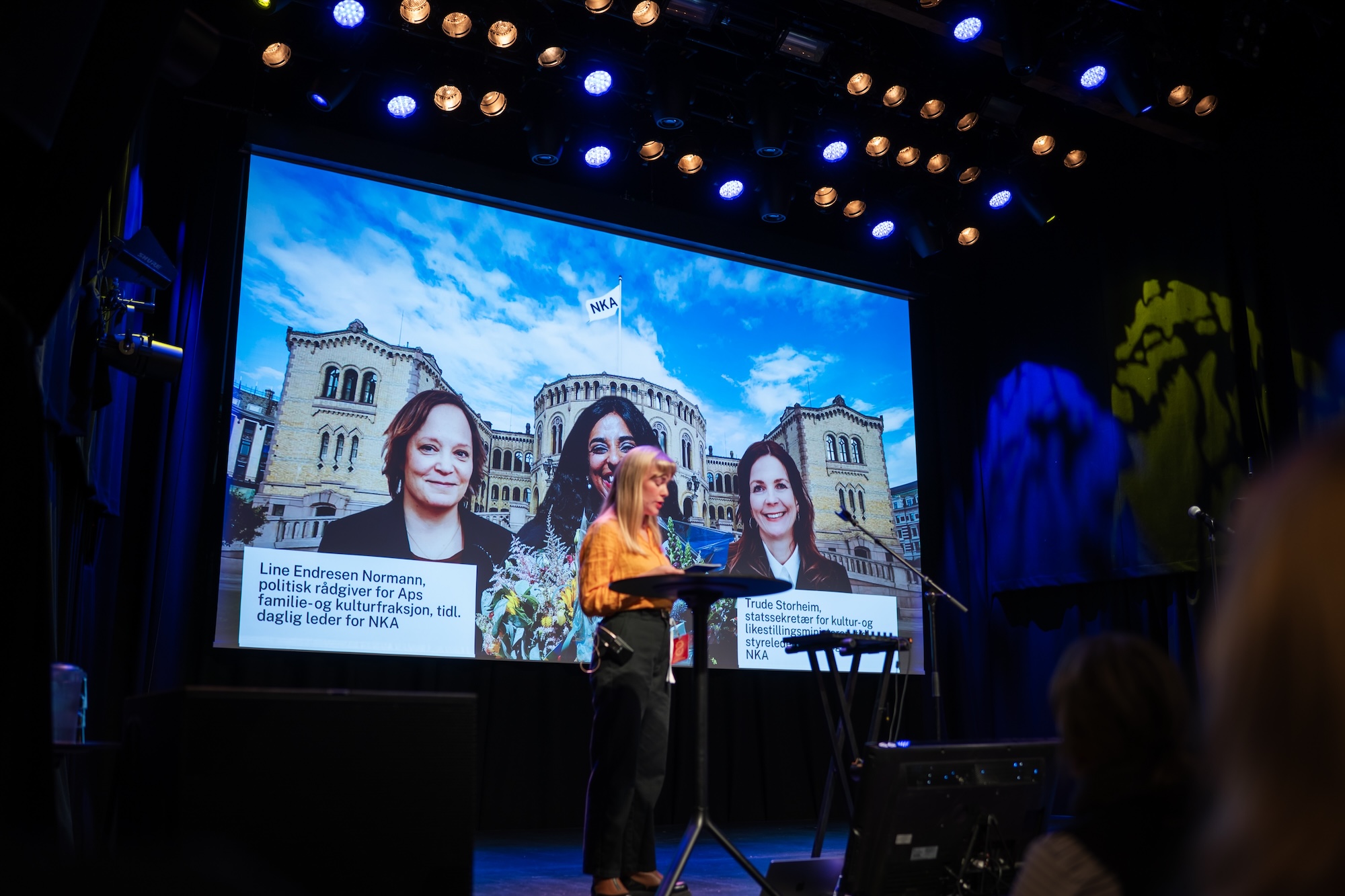 Norske Kulturarrangører er til stede under Arendalsuka i august. Her er daglig leder Siri Haugan Holden under Arrangørkonferansen 2025. Foto: Jane Lool